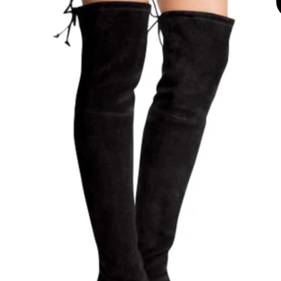 Stuart Weitzman Black Over-the-Knee Suede Tiemodel Almond Toe Womens Boots 9 EUC - Picture 14 of 15